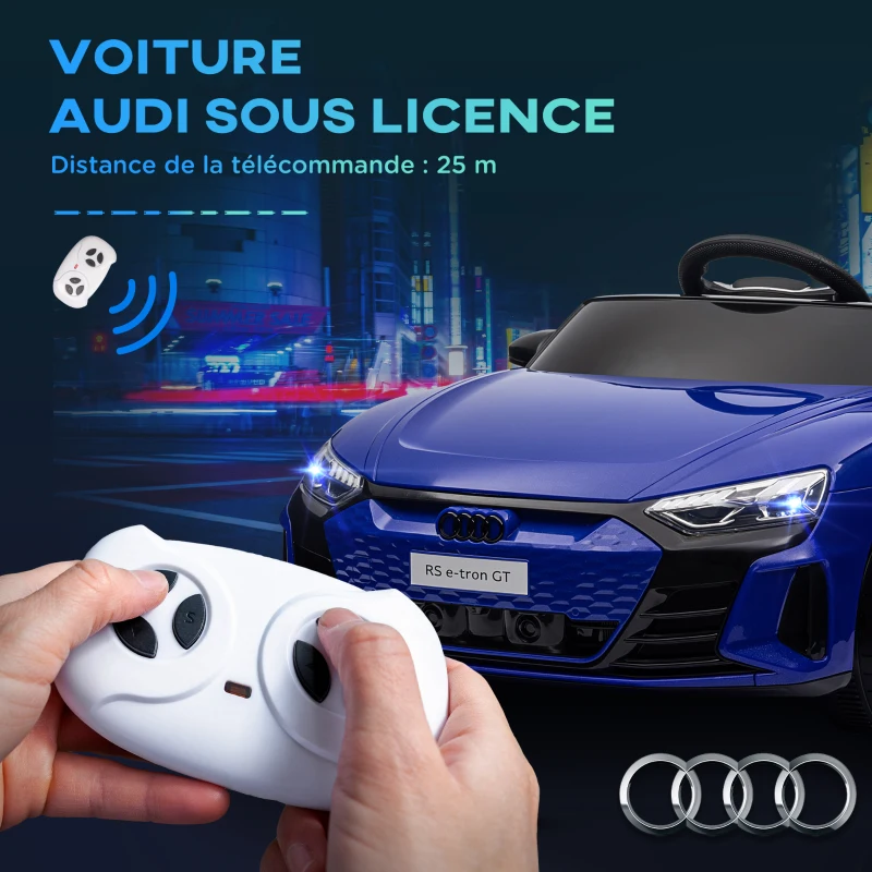 HOMCOM Voiture véhicule électrique enfant 12 V - télécommande parentale - effets sonores, lumineux - Audi RS E-tron GT bleu(m-4)