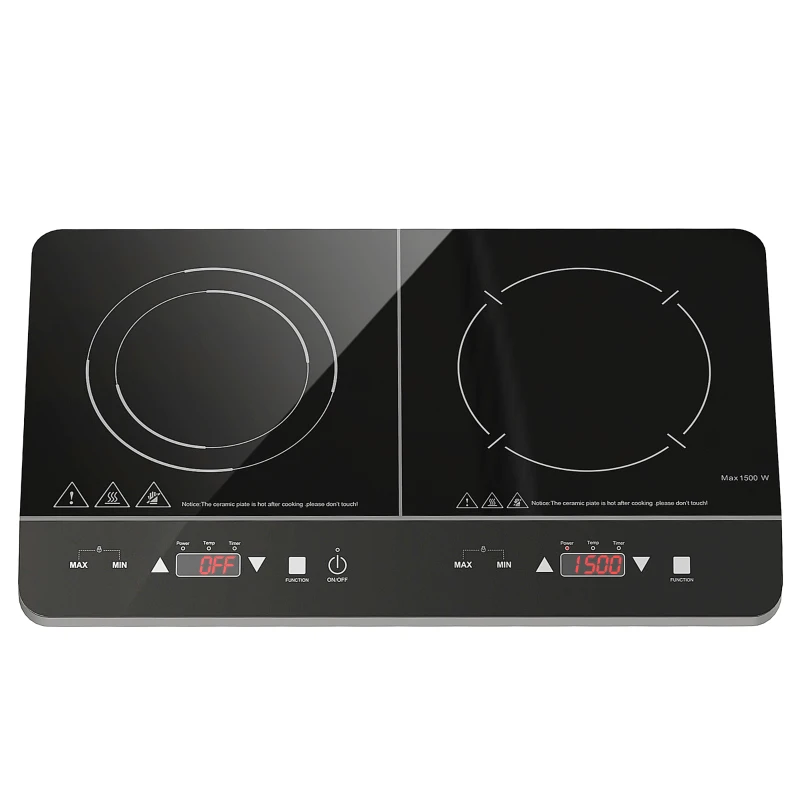 HOMCOM Plaque à induction double portable 3500 W 10 températures 8 puissances minuterie écran LED verrouillage enfant noir