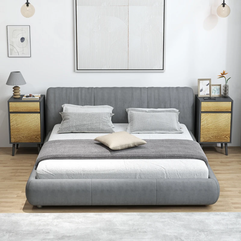 HOMCOM Lot de 2 tables de chevet table de nuit avec tiroirs et placard, style moderne, 40 x 39 x 69 cm, gris foncé