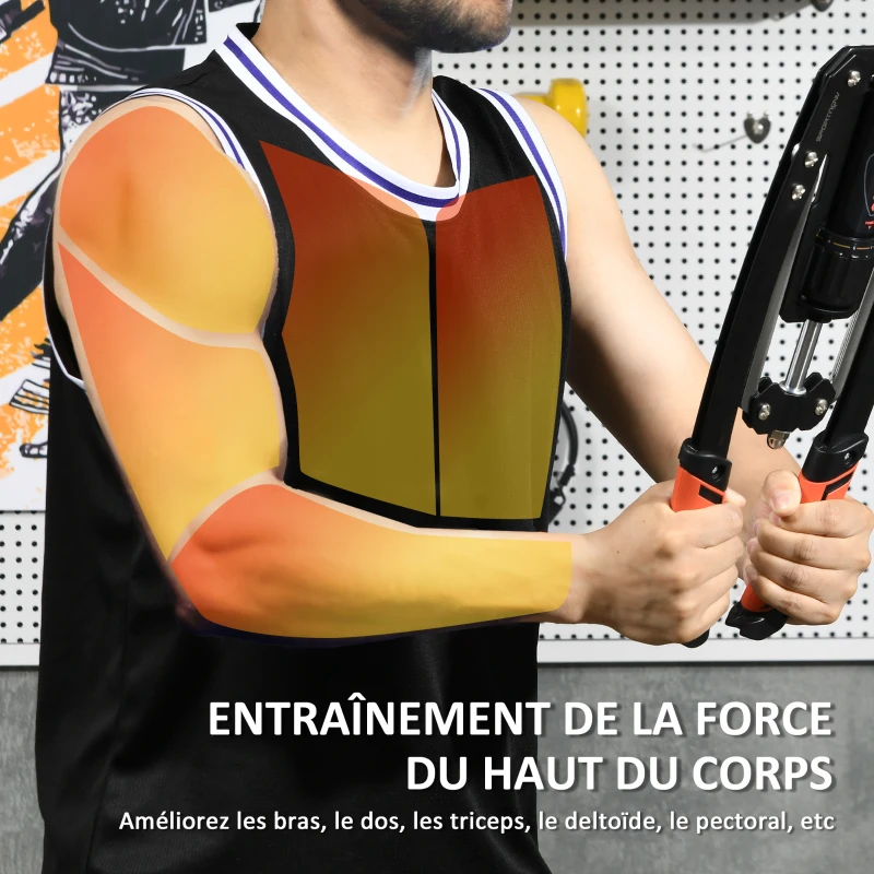 SPORTNOW Musculation avant bras barre twister réglable 10-200 kg réglable exerciseur à puissance hydraulique 43 x 16 x 5 cm noir