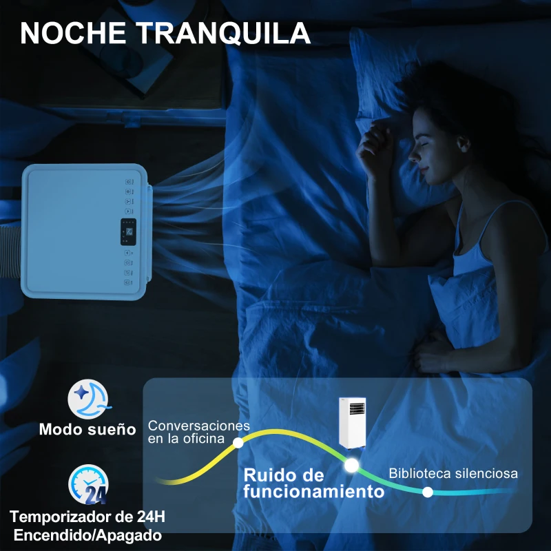 HOMCOM Aire Acondicionado Portátil 3 en 1 con Deshumidificador Ventilador y Kit de Ventana Fácil de Mover 30x29x69 cm Blanco