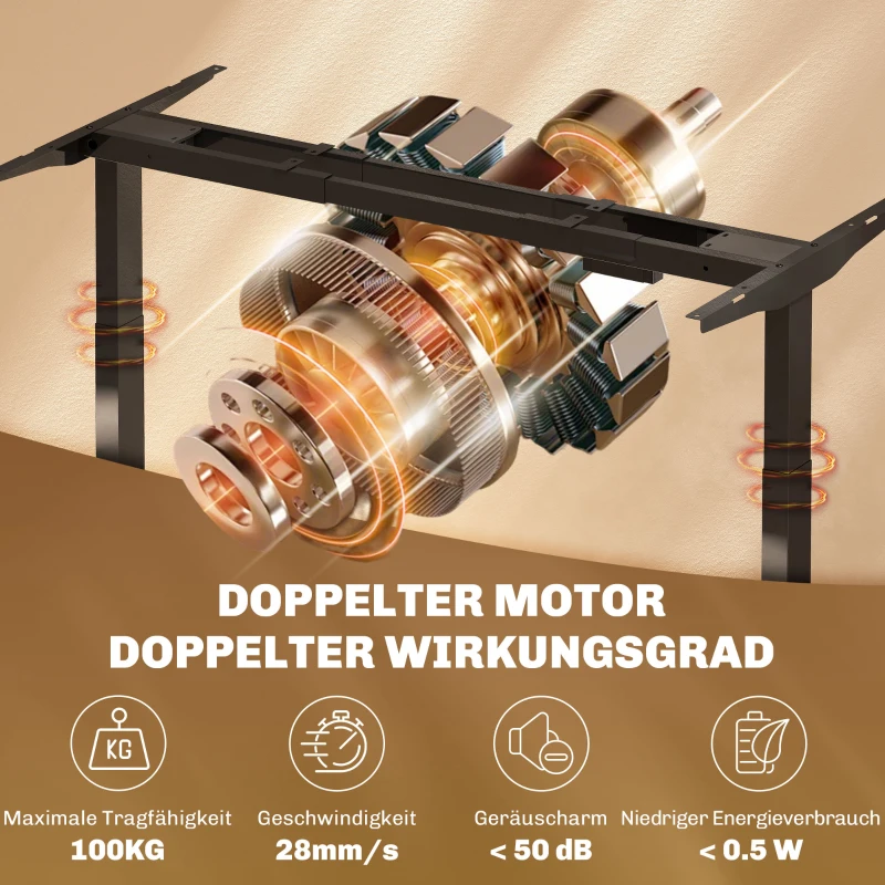 HOMCOM Elektrisches Schreibtischgestell, höhenverstellbar, mit Speicherfunktion, Stahl, Schwarz(m-5)