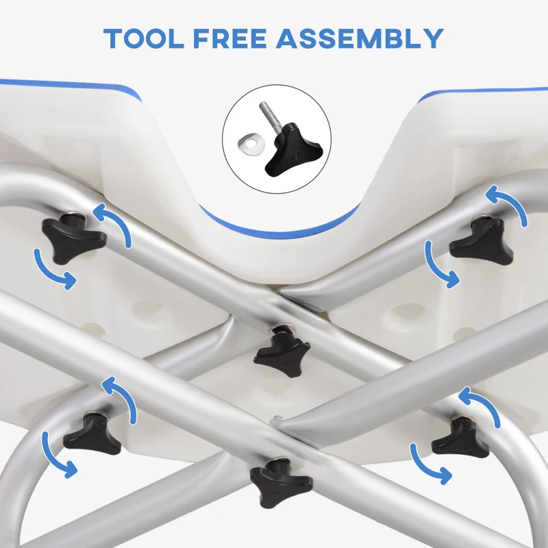 HOMCOM 39-51.5cm 'U' Seat Padded Shower Stool - Dark Blue