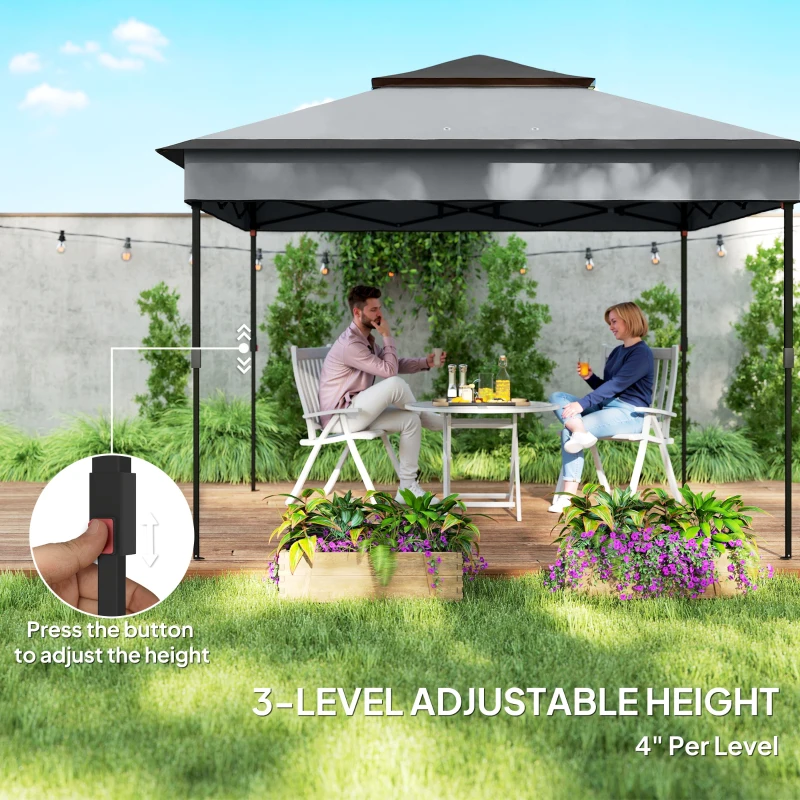Outsunny 3 x 3(m) Pop Up Gazebo, Height Adjustable Instant Event Shelter with Netting and Carrying Bag, Grey