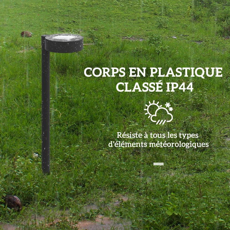 Outsunny Lot de 8 spot solaire extérieur, lampe solaire extérieure marche/arrêt automatique, lumière solaire 12 x 10 x 46 cm noir