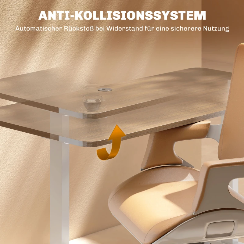 HOMCOM Elektrisches Schreibtischgestell, höhenverstellbar, mit Speicherfunktion, Stahl, Weiß