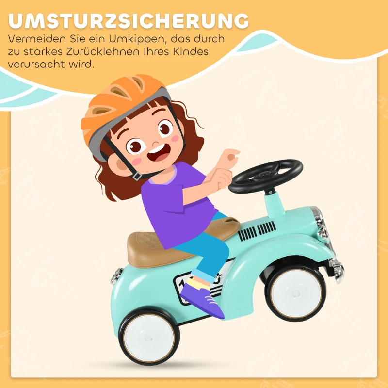 AIYAPLAY Kinder Rutschauto, Vintage-Design, versteckter Stauraum, Kippschutz, Hupe, 12-36 Monate, Grün(m-4)