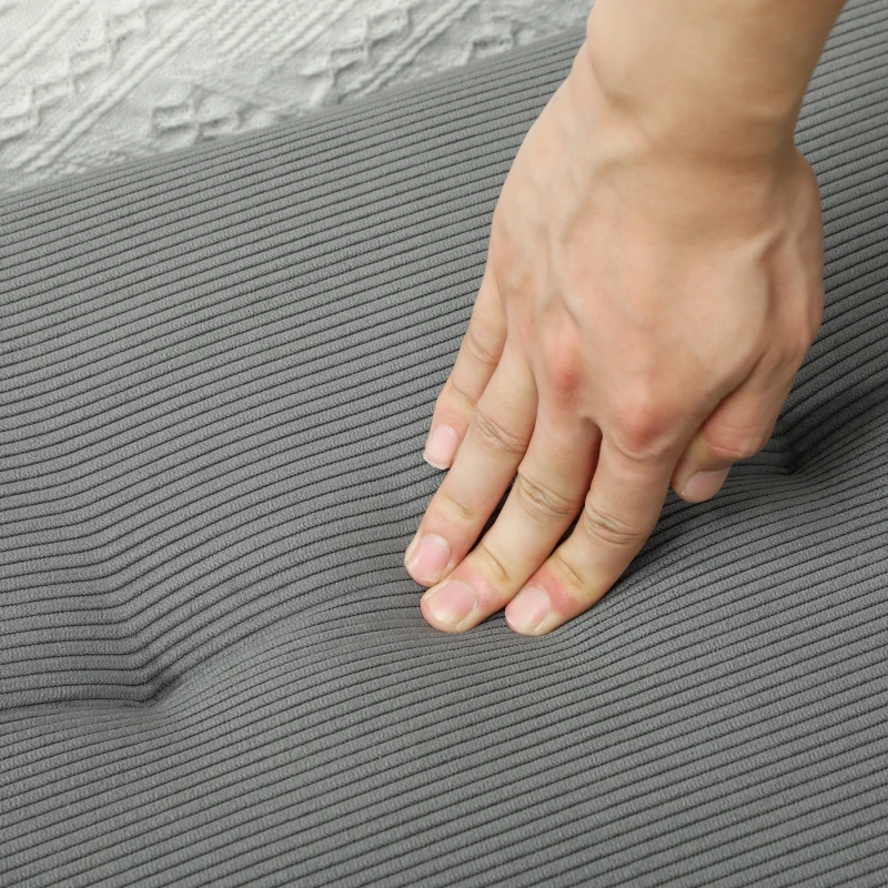 HOMCOM Panca Fondo Letto a Trapunta in Tessuto Effetto Velluto a Coste e Acciaio, 100x36x45 cm, Grigio