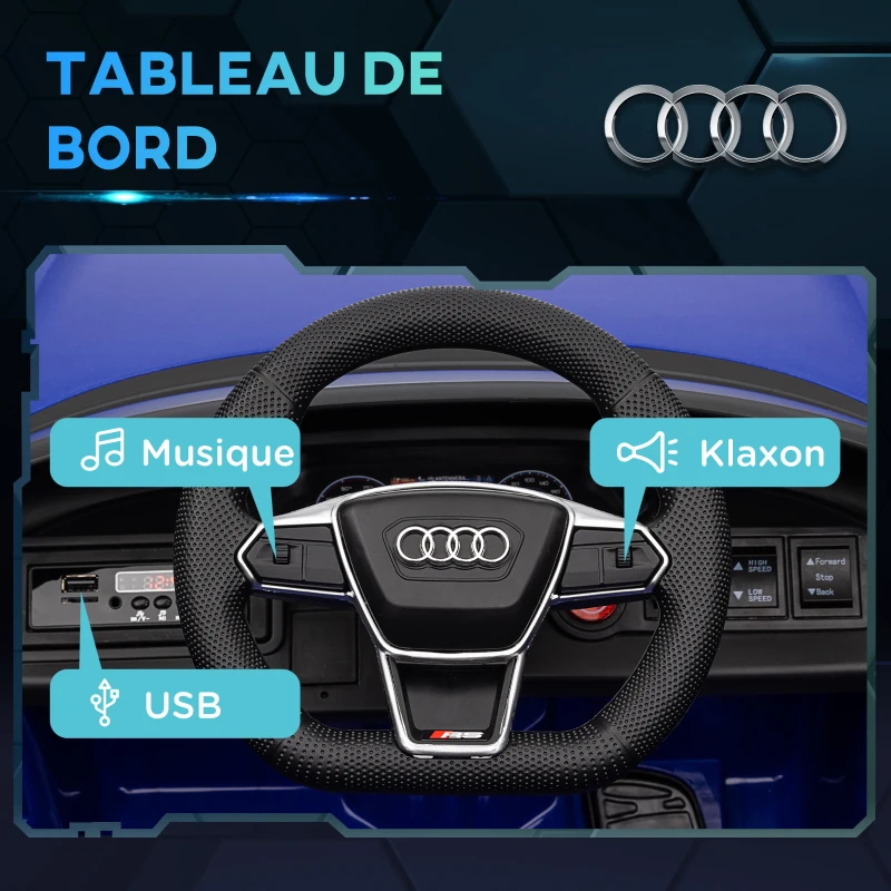 HOMCOM Voiture véhicule électrique enfant 12 V - télécommande parentale - effets sonores, lumineux - Audi RS E-tron GT bleu(m-5)