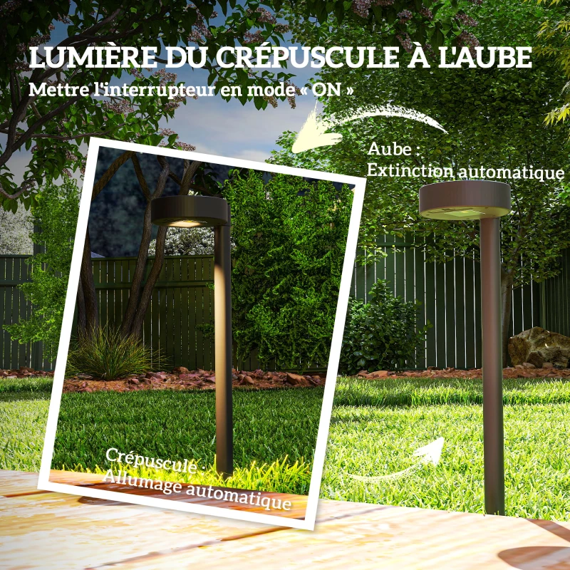 Outsunny Lot de 8 spot solaire extérieur, lampe solaire extérieure marche/arrêt automatique, lumière solaire 12 x 10 x 46 cm noir