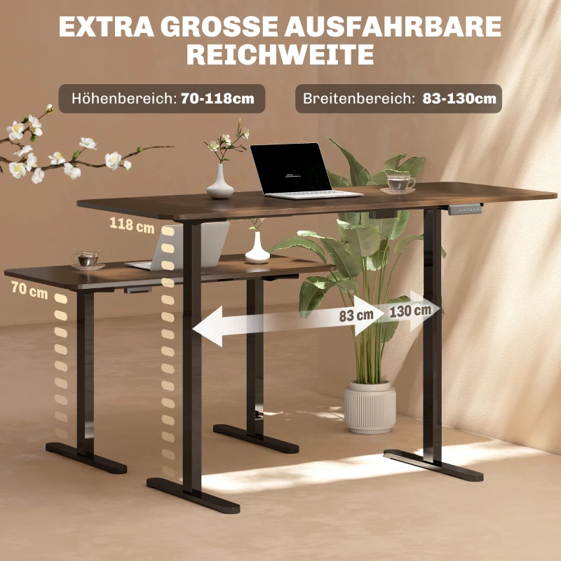 HOMCOM Elektrisches Schreibtischgestell, höhenverstellbar, mit Speicherfunktion, Stahl, Schwarz(m-4)