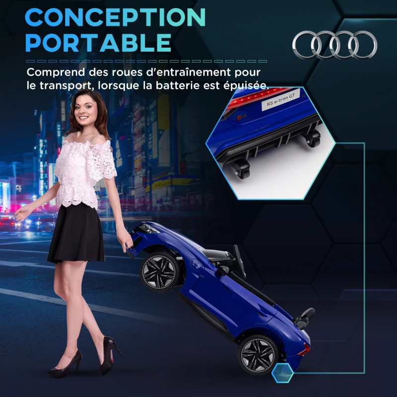 HOMCOM Voiture véhicule électrique enfant 12 V - télécommande parentale - effets sonores, lumineux - Audi RS E-tron GT bleu(m-6)