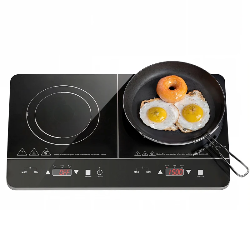 HOMCOM Plaque à induction double portable 3500 W 10 températures 8 puissances minuterie écran LED verrouillage enfant noir