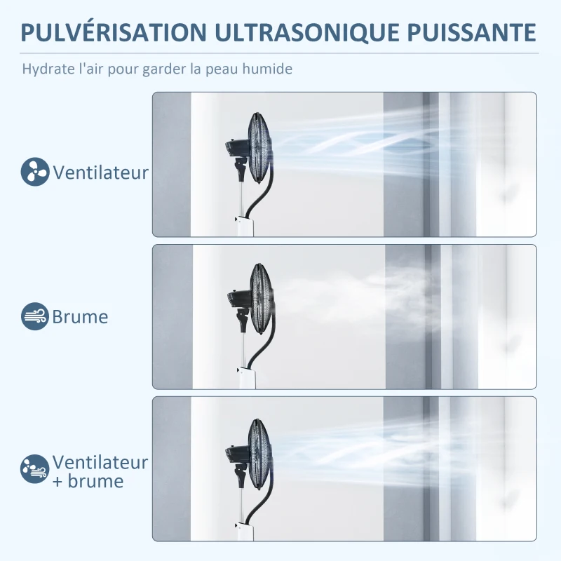 HOMCOM Ventilateur brumisateur sur roulettes 90 W 125 cm avec télécommande, minuterie, oscillation à 75°, tête inclinable, noir