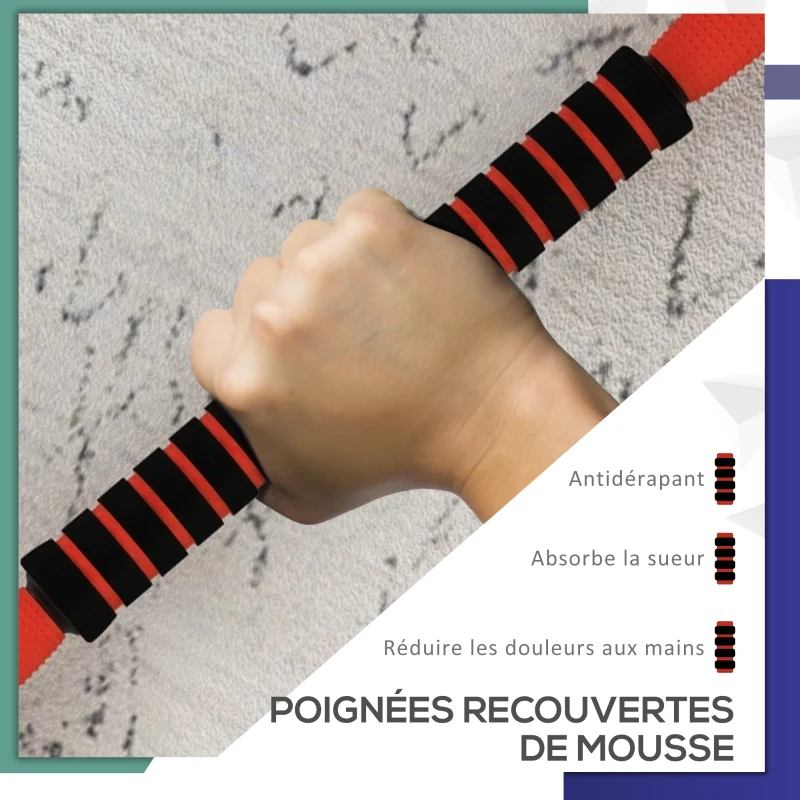 SPORTNOW Kit haltères musculation, haltères réglables 4 en 1, 20 kg, avec disques et barres, équipement de gym à domicile, rouge