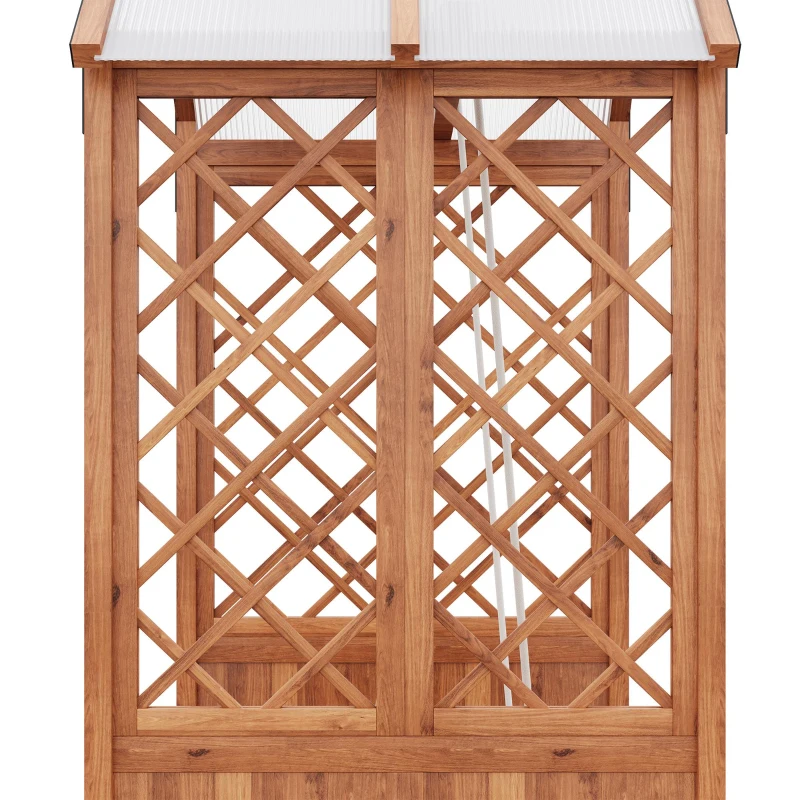 Macetero con enrejado y columpio para jardín, patio, terraza, para plantas trepadoras, 142x70x163 cm, Marrón