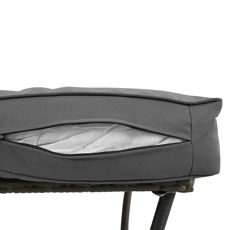 Ensemble de balcon en rotin 3 pièces avec 2 fauteuils à bascule, table en verre trempé, Gris