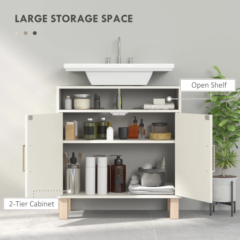 HOMCOM Under Sink Cabinet for Basin without Pedestal - Cream White