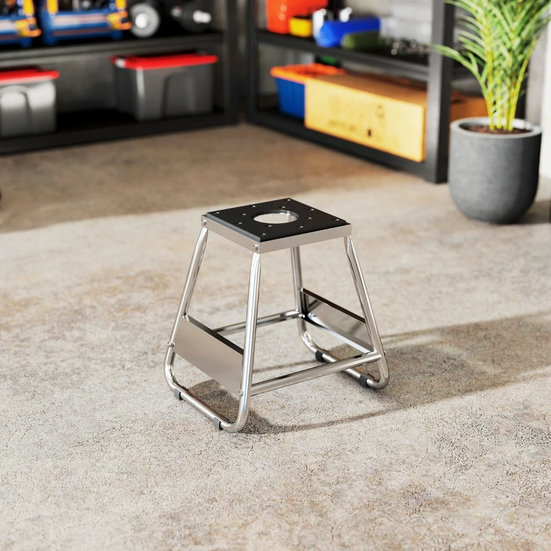 HOMCOM Suporte para Motocicleta Suporte Elevador de Motocross de Aço Carga 500 kg com Plataforma Antiderrapante 36x40x40,5 cm Cinza