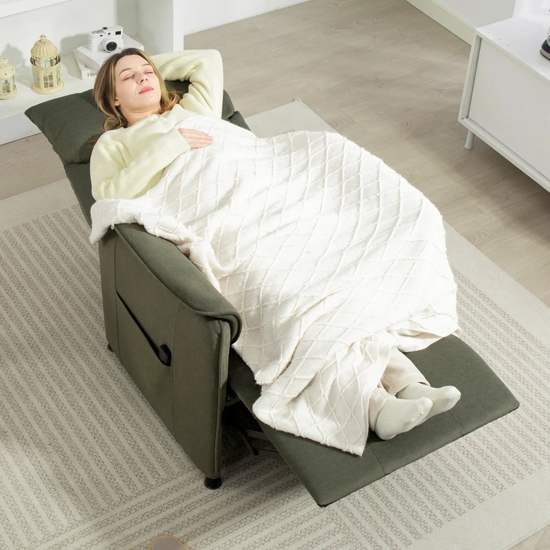 HOMCOM Sillón Reclinable con Motor sin Escobillas Reposapiés Tapizado Resistente y Bolsillos Laterales 80x83x104 cm Verde