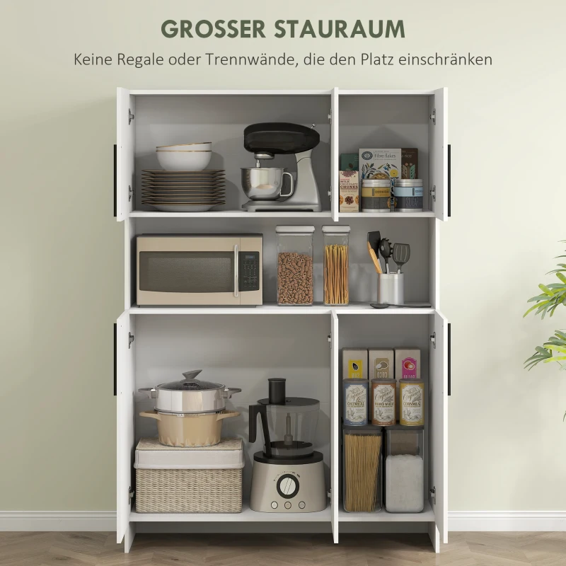 HOMCOM Küchenschrank, 4 Schränke, 6 Türen, 12 Scharniere, Arbeitsplatte, Spanplatte, Weiß(m-4)