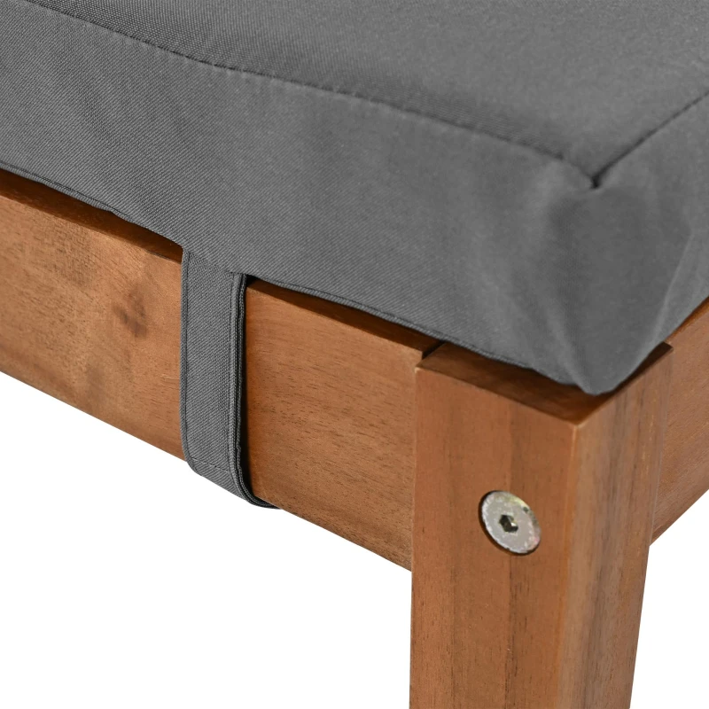 Ensemble de salle à manger 5 pièces avec table en bois, dossier en rotin, coussinets de pieds pour terrasse, jardin, Gris + Couleur naturelle