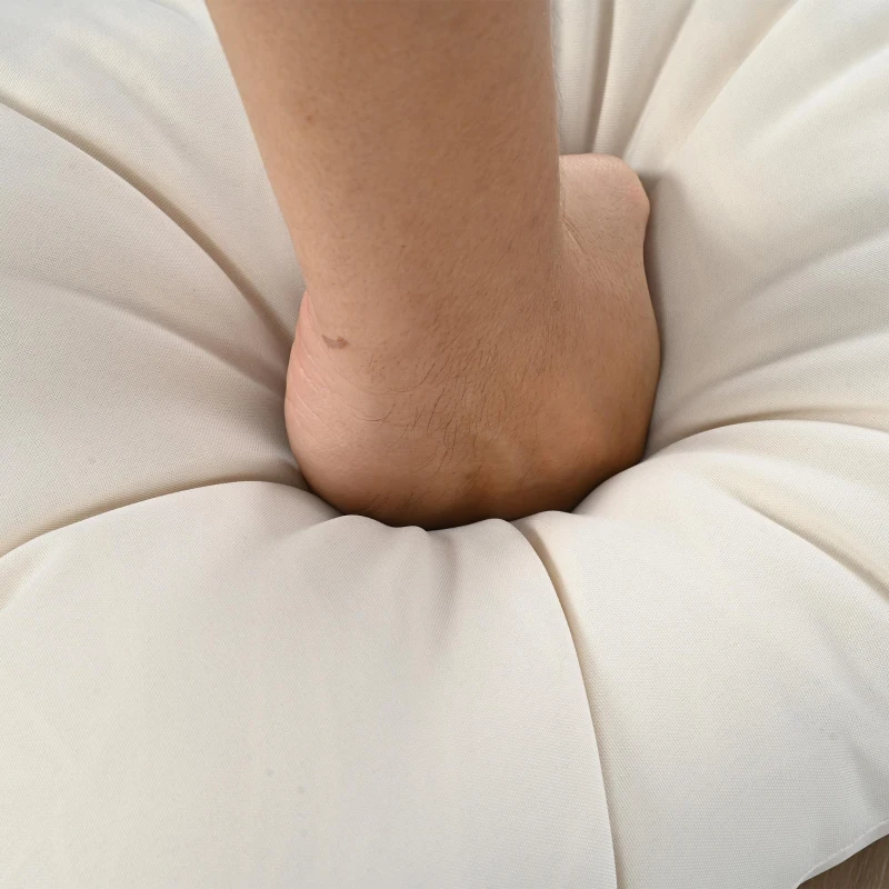 5-teiliges Garten-Lounge-Set, mit 1 Esstisch, 2 Stühlen, 2 Hockern, Weiß+Naturfarbe