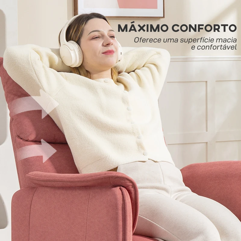 HOMCOM Poltrona Relax Reclinável Elétrica com Função Memória Apoio para Pés Controlo Remoto e Bolsos Laterais 80x83x104 cm Laranja