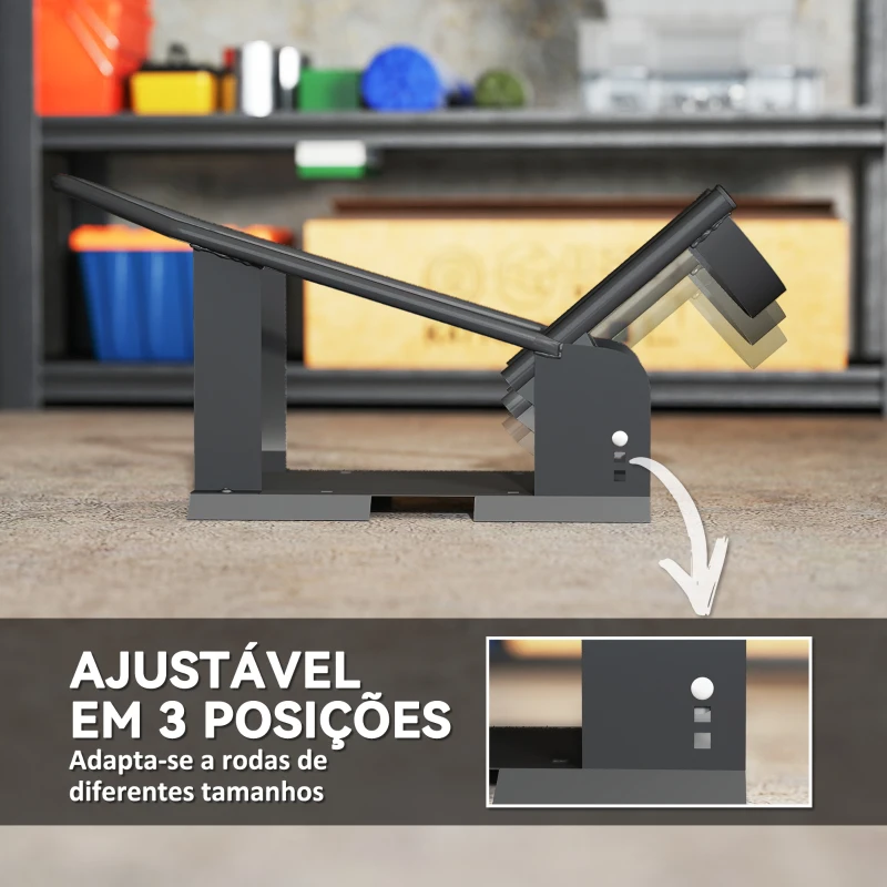 HOMCOM Cavalete de Moto Carga 816,5 kg Suporte para Roda Dianteira de Motocicleta com Altura Ajustável em 3 Níveis para Rodas Ø38,1-53,34 cm Preto