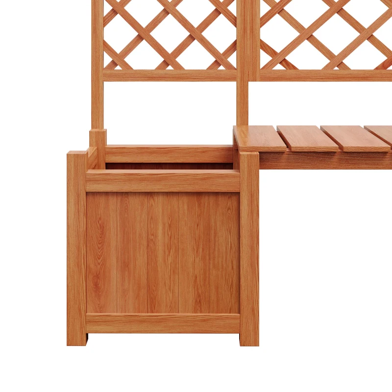 Pflanzkübel mit Spalier und Sitz für Garten, Hof, Terrasse, für Kletterpflanzen, 169 x 42 x 145 cm, Braun