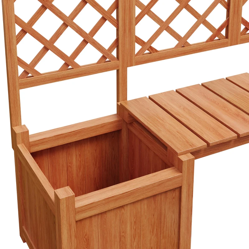 Pflanzkübel mit Spalier und Sitz für Garten, Hof, Terrasse, für Kletterpflanzen, 169 x 42 x 145 cm, Braun