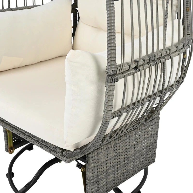 Fauteuil suspendu en rotin pivotant à 360°, avec coussin amovible, 100x80x150 cm, Naturel+Blanc