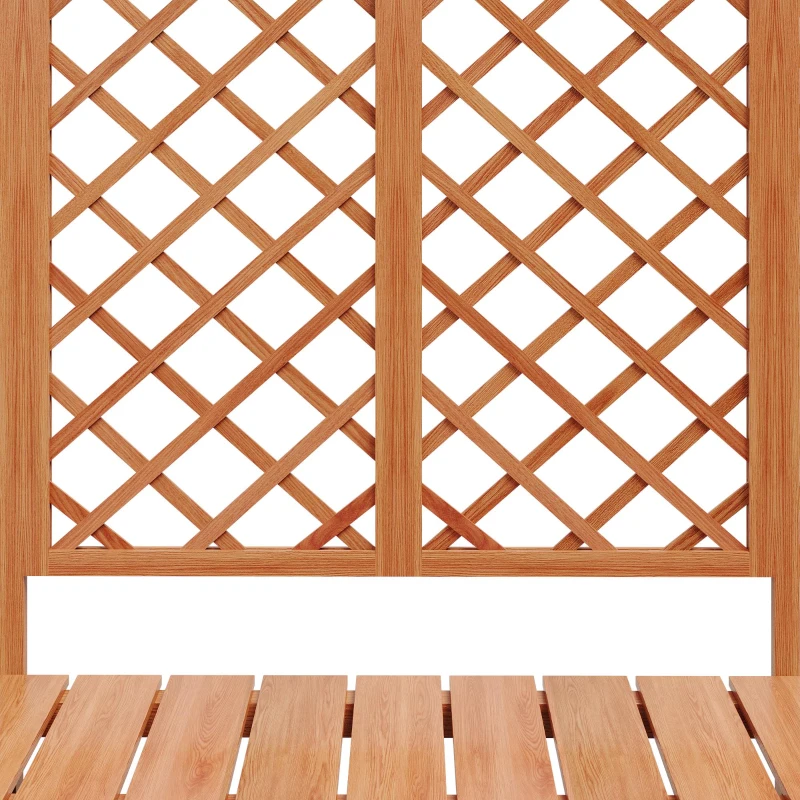 Pflanzkübel mit Spalier und Sitz für Garten, Hof, Terrasse, für Kletterpflanzen, 169 x 42 x 145 cm, Braun