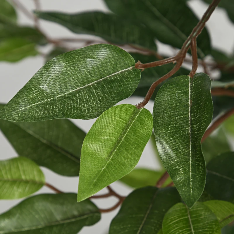 Outsunny Planta Artificial Ficus 150 cm Planta Artificial com 1008 Folhas Musgo e Vaso para Exterior Casa Sala de Estar Escritório Verde