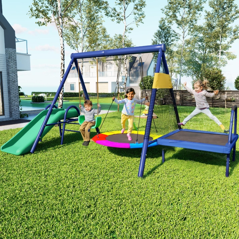 Balançoire Trapézoïdale Enfants – Barre Avec Anneaux, Hauteur Réglable 85-145 Cm, Charge 150kg – Intérieur Extérieur
