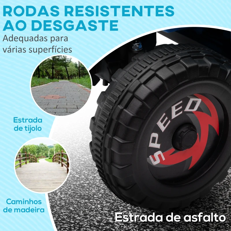 HOMCOM Quadriciclo Elétrico para Crianças Veículo Elétrico a Bateria de 6V com Velocidade de 2,5 km/h 70x41,5x48,5 cm Azul