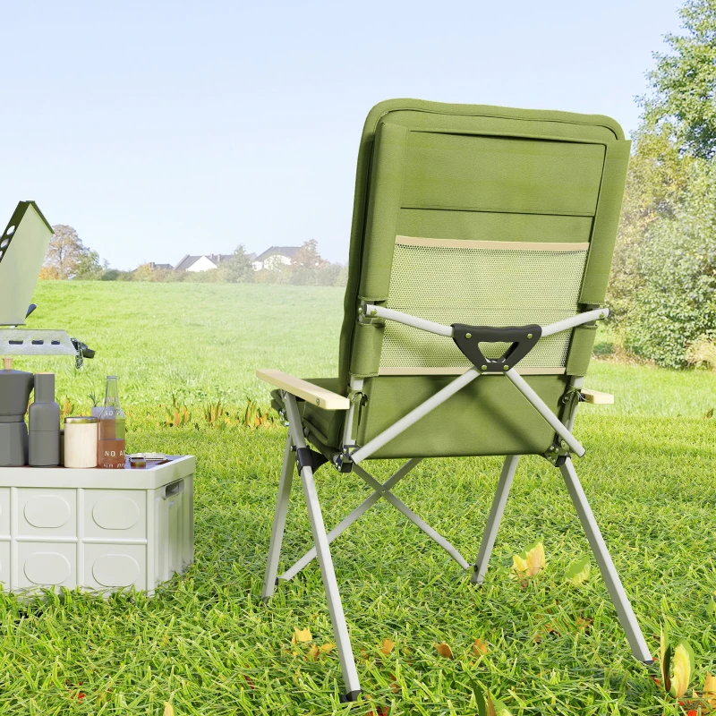 Outsunny Portable Padded Camping Chair, with Bag - Green