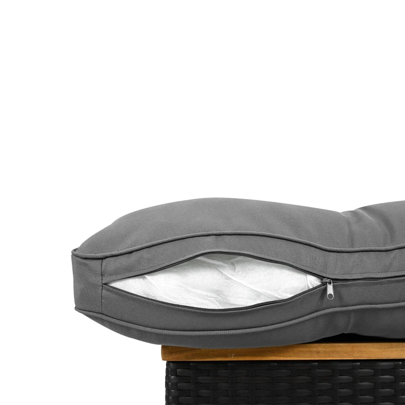 Ensemble de balcon en rotin d'extérieur 5 pièces avec 2 chaises, 2 tabourets et 1 table, Noir+Gris