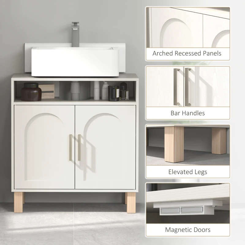 HOMCOM Under Sink Cabinet for Basin without Pedestal - Cream White