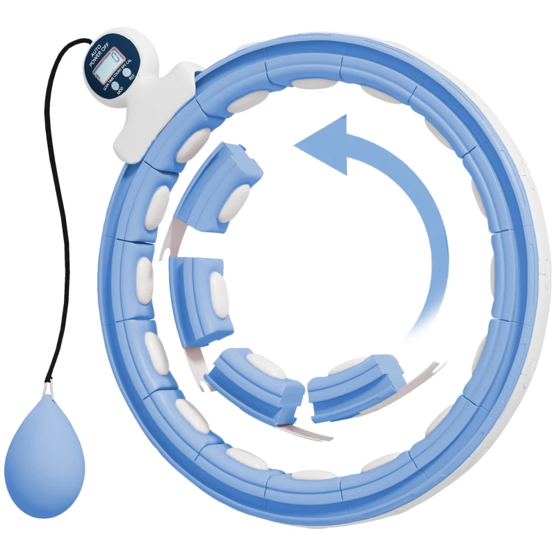 SPORTNOW Smart Hula Hoop Reifen Erwachsene mit Gewicht Kugel Zähler 16 Knoten (76-113cm) Hellblau