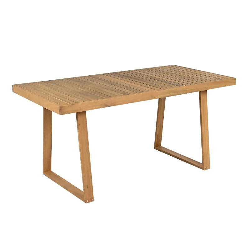 Set da pranzo a 5 pezzi con tavolo in legno, schienale in rattan, piedini, per terrazza, giardino, Bianco e Colore naturale