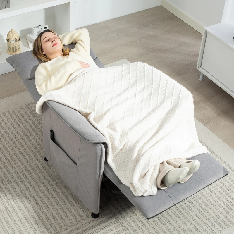 HOMCOM Sillón Reclinable con Motor sin Escobillas Reposapiés Tapizado Resistente y Bolsillos Laterales 80x83x104 cm Gris