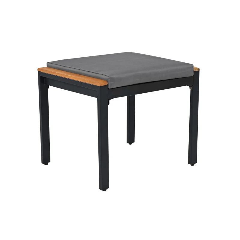 Ensemble de table et chaises d'extérieur, avec 2 chaises, 2 tabourets, 1 canapé deux places, 1 table et 1 chariot de service polyvalent, Noir+Gris