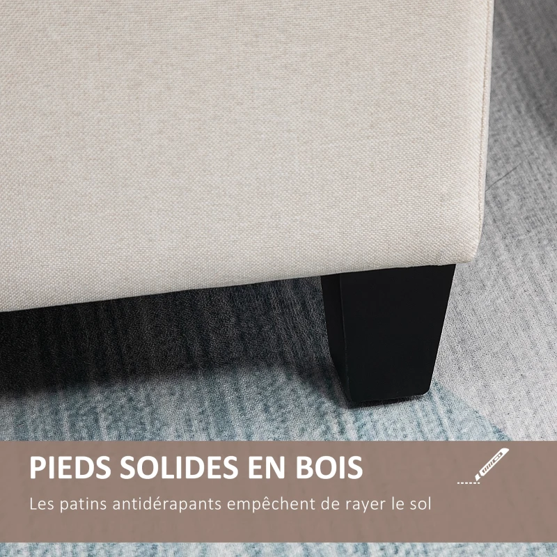 HOMCOM Banc de rangement pouf salon bout de lit coffre de rangement pour salon, chambre, entrée, 100 x 40 x 44 cm, blanc