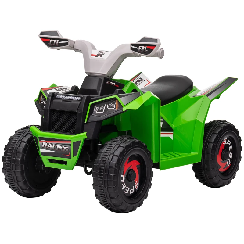 HOMCOM Quadriciclo Elétrico para Crianças Veículo Elétrico a Bateria de 6V com Velocidade de 2,5 km/h 70x41,5x48,5 cm Verde