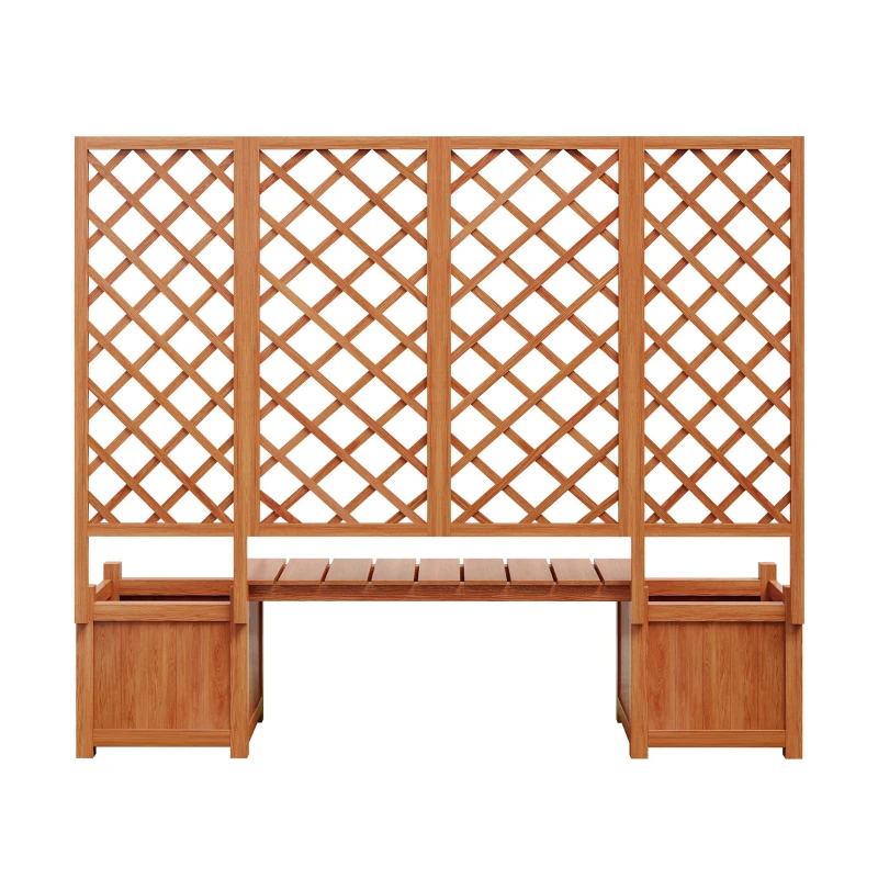 Pflanzkübel mit Spalier und Sitz für Garten, Hof, Terrasse, für Kletterpflanzen, 169 x 42 x 145 cm, Braun