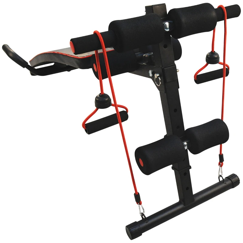 HOMCOM Banco de Abdominais com Altura Ajustável Banco de Musculação para Treinos de Abdomen Costas e Pernas 55,5x137,5x68 cm Preto e Vermelho
