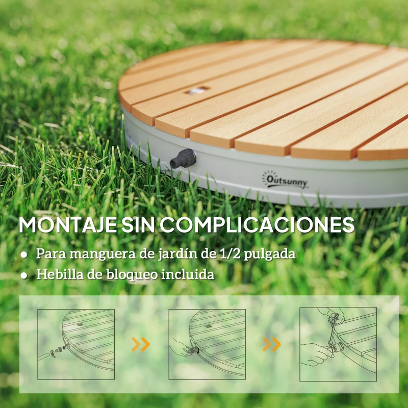 Outsunny Ducha Redonda de Suelo Ø70,5 cm con Chorro hasta 4 m con Estructura de Aluminio Resistente a los Rayos UV