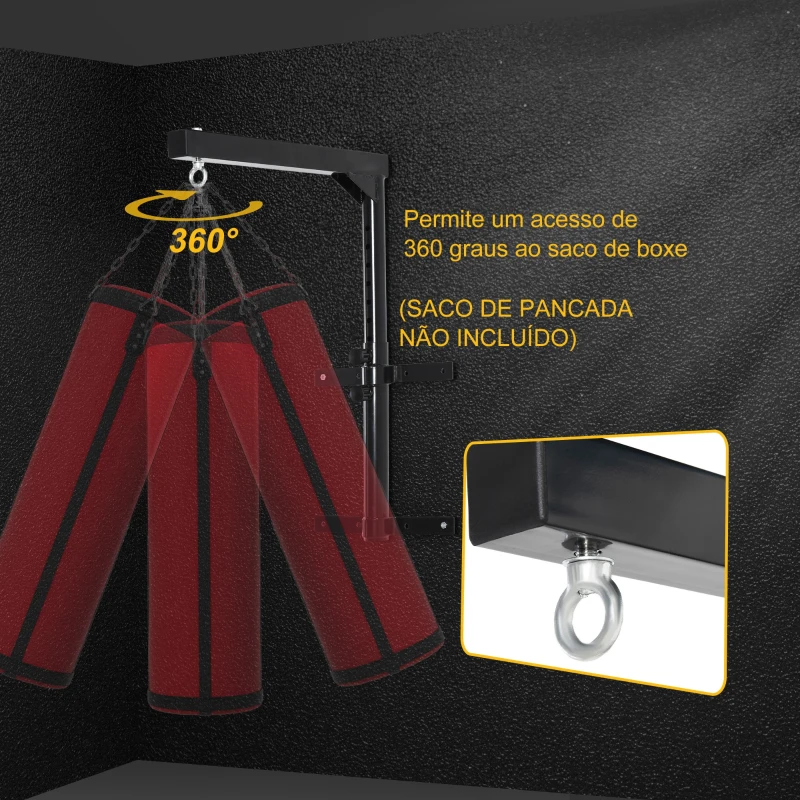 HOMCOM Suporte para Saco de Boxe Regulável Suporte para Boxe de Parede Carga Máxima 100kg 60-88x40x63 cm Preto