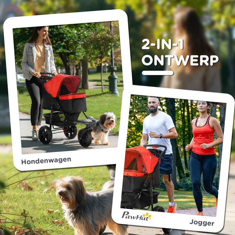 PawHut hondentrolley hondenbuggy rood zwart(m-7)